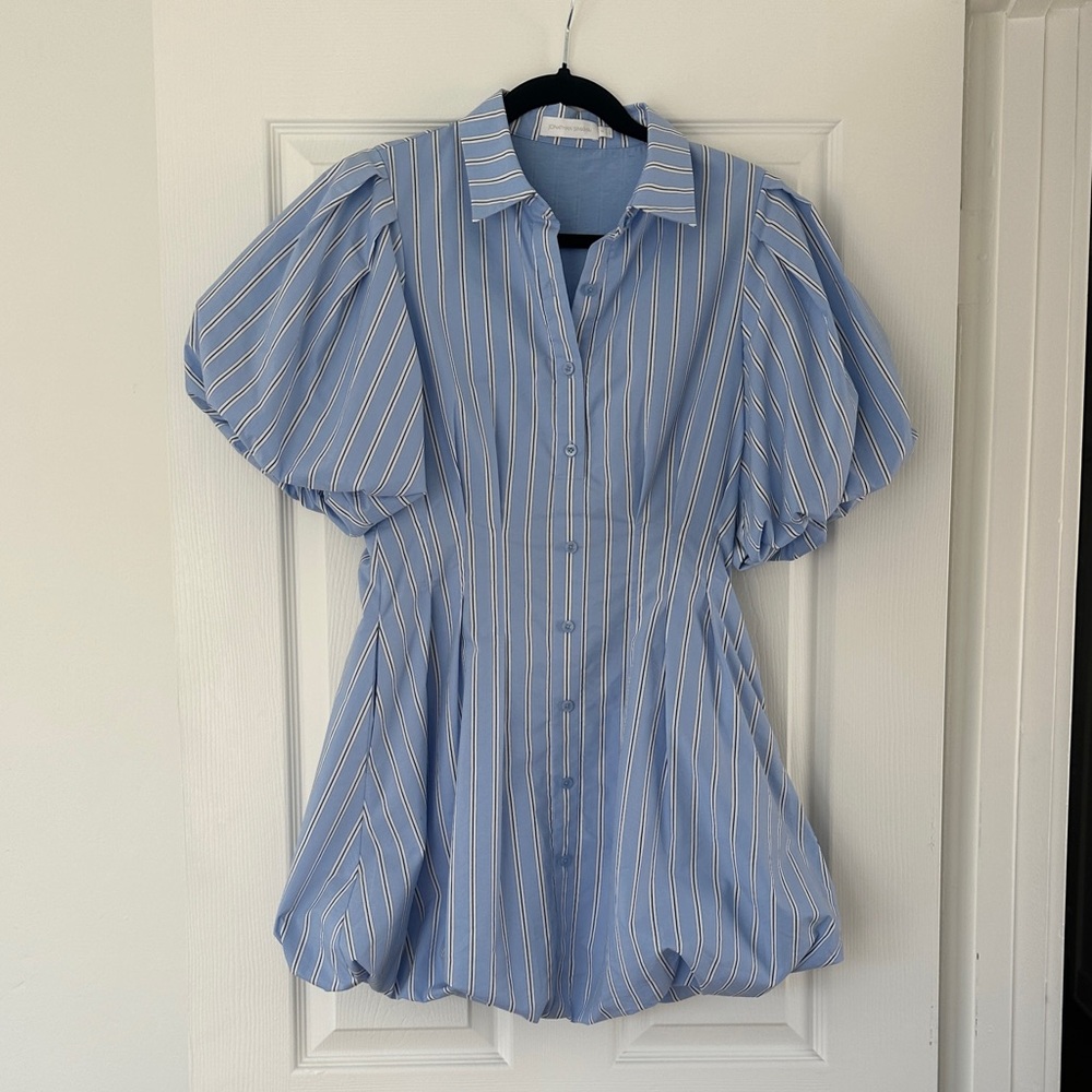 Jonathan Simkhai Blue Striped Mini Dress